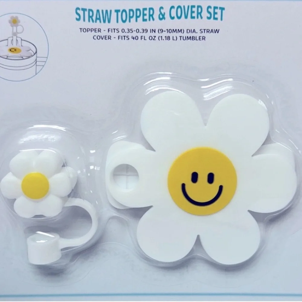 3 for $15 SALE Target Bullseye Daisy Flower Straw Topper & Tumbler Cover Set